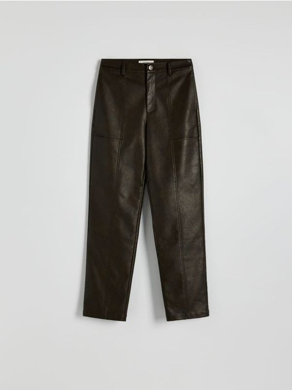 Reserved Reserved - Hlače od umjetne kože - tamnosmeđe