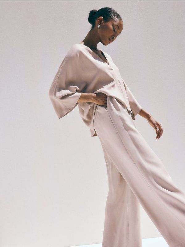 Reserved Reserved - Hlače od viskoze - bež