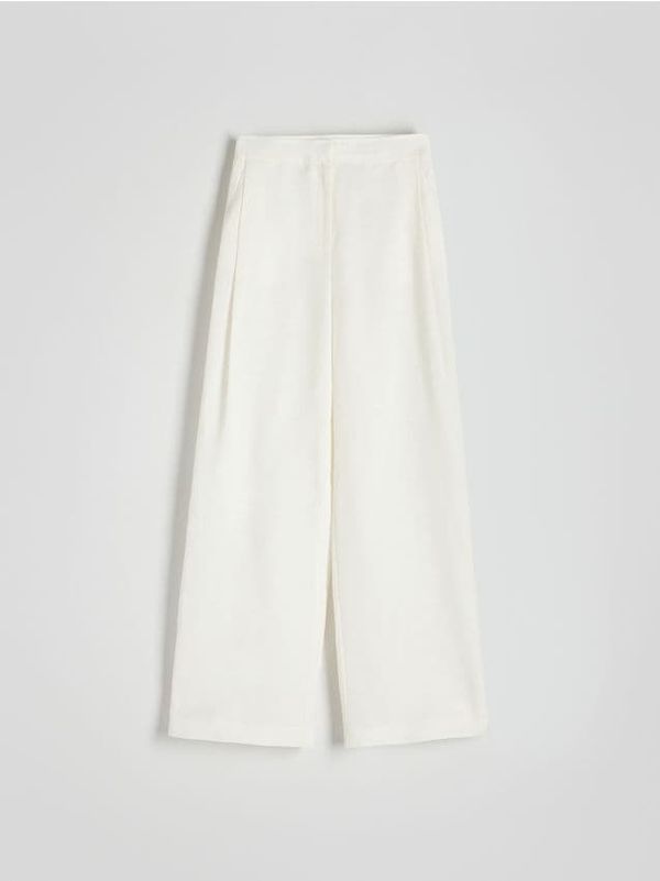 Reserved Reserved - Hlače s visokim udjelom lana i mješavinom viskoze - bijela