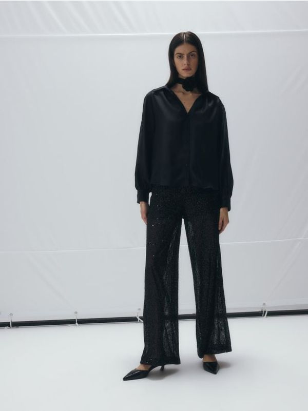 Reserved Reserved - Hlače sa šljokicama - crno