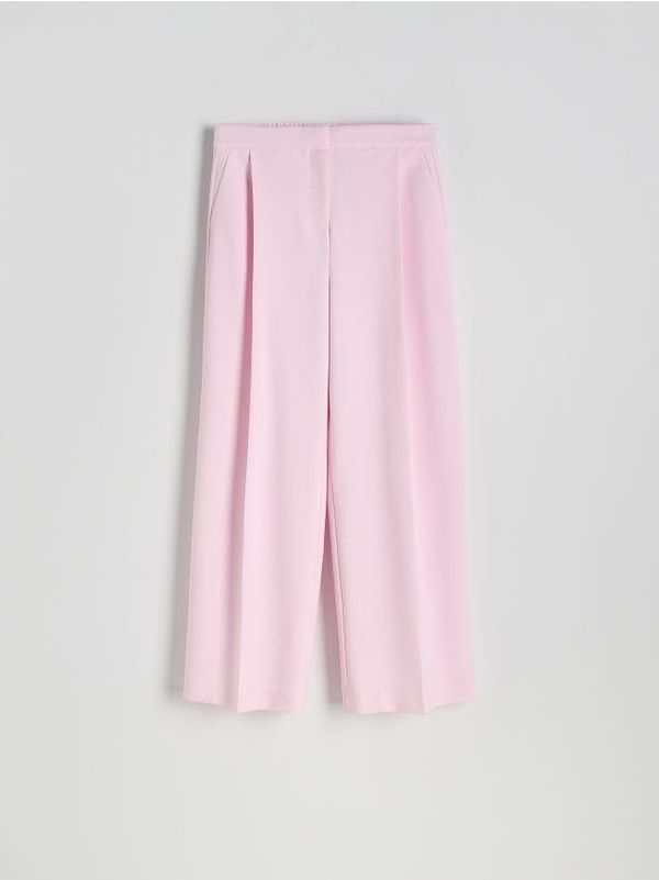 Reserved Reserved - Hlače širokih nogavica izglačane na crtu - pastelnoružičasto