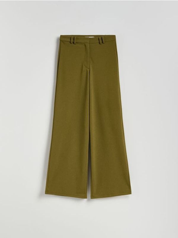 Reserved Reserved - Hlače širokih nogavica - svjetlomaslinasto