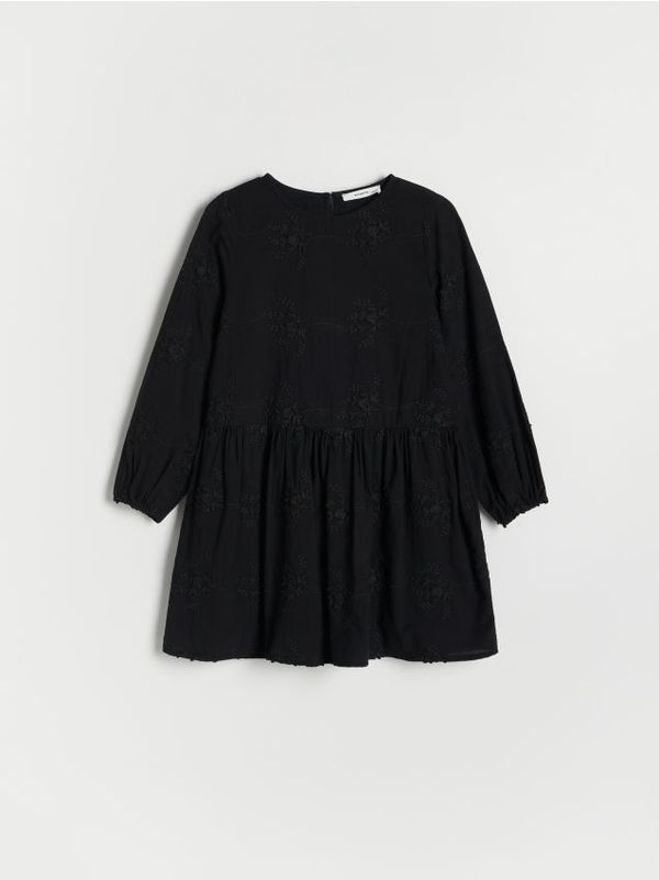 Reserved Reserved - Izvezena haljina - crno