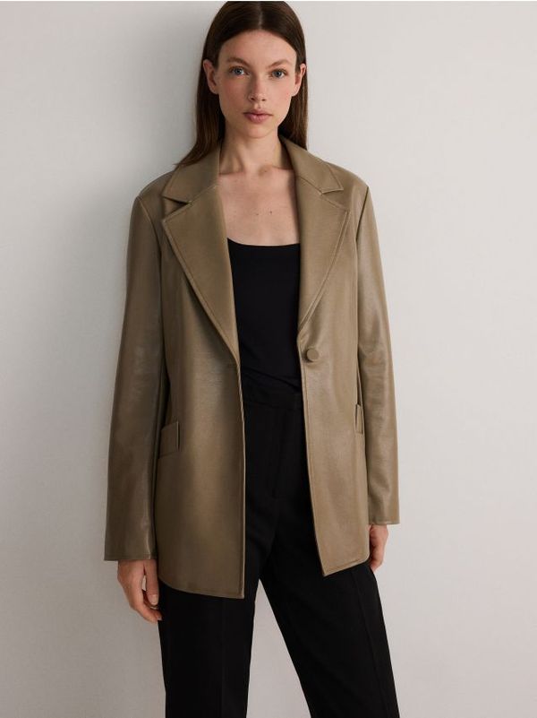 Reserved Reserved - Jakna od imitacije kože - toplomaslinasto