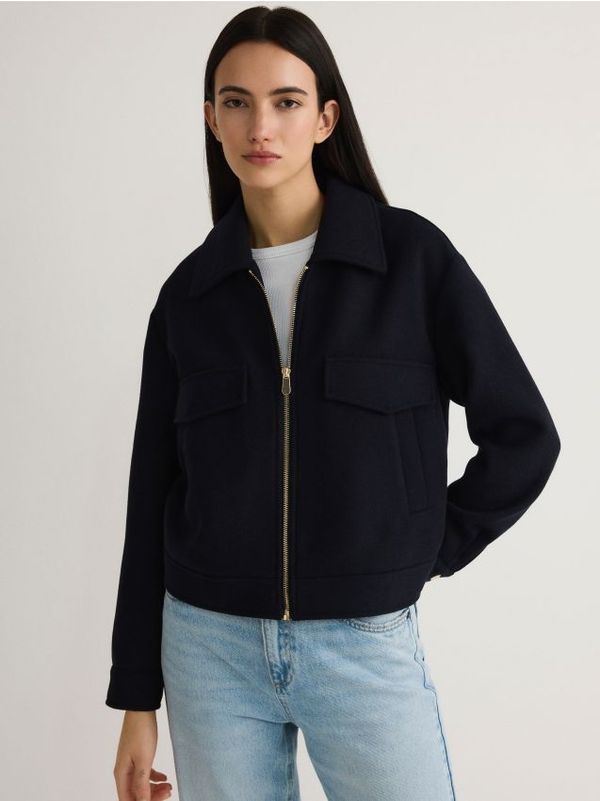 Reserved Reserved - Jakna od mješavine vune - mornarsko plava