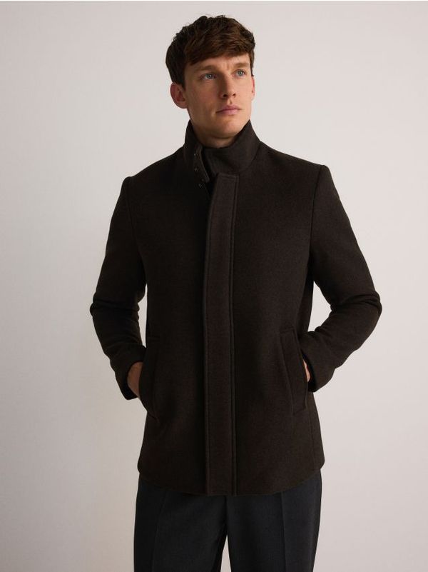 Reserved Reserved - Jakna od mješavine vune - smeđi