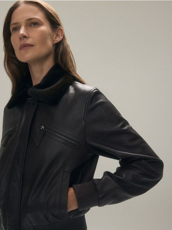 Reserved Reserved - Jakna od ovčje kože - prljavosmeđe