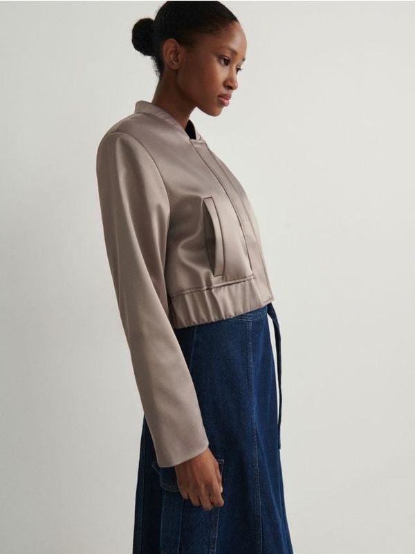 Reserved Reserved - Jakna od svjetlucave tkanine - smeđezeleno