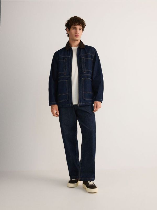 Reserved Reserved - Jakna od trapera sa šavovima - steel blue