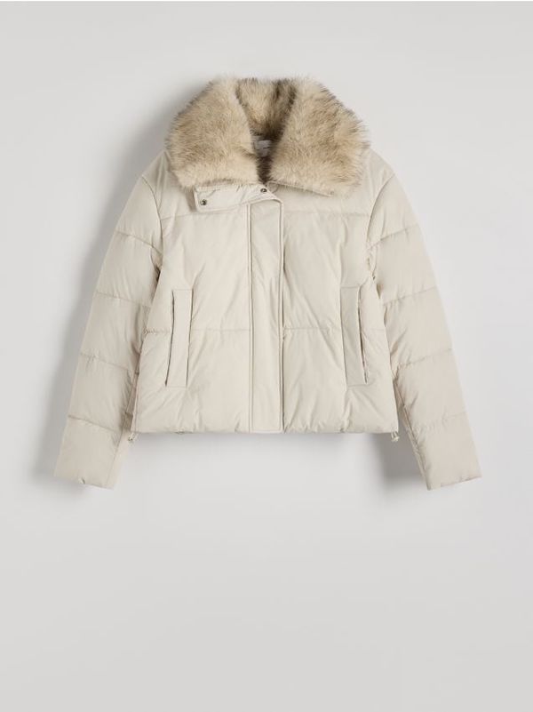 Reserved Reserved - Jakna s krznenim ovratnikom - boja kože