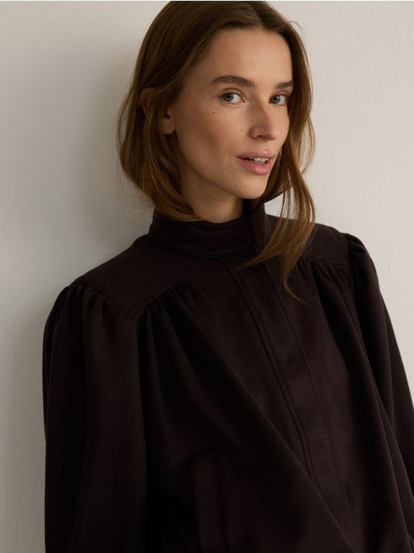 Reserved Reserved - Jakna s podignutim ovratnikom - tamnosmeđe