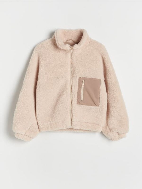 Reserved Reserved - Jakna s umjetnim ovčjim runom - boja kože