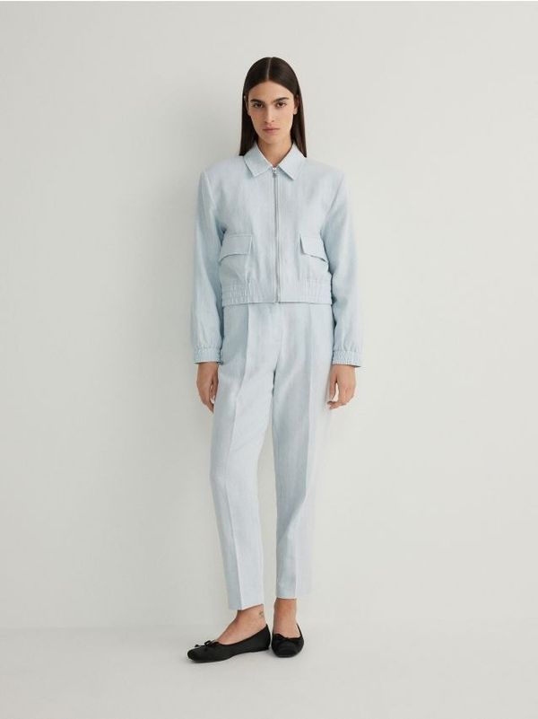 Reserved Reserved - Jakna s visokim udjelom lana - svjetloplavo