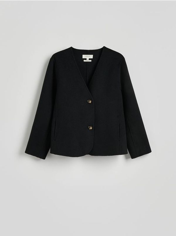 Reserved Reserved - Jakna s visokim udjelom vune - crno