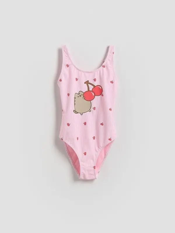 Reserved Reserved - Jednodijelni kupaći kostim Pusheen - pastelnoružičasto