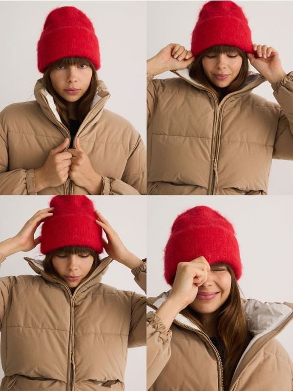 Reserved Reserved - Kapa beanie od mješavine vune - crvena