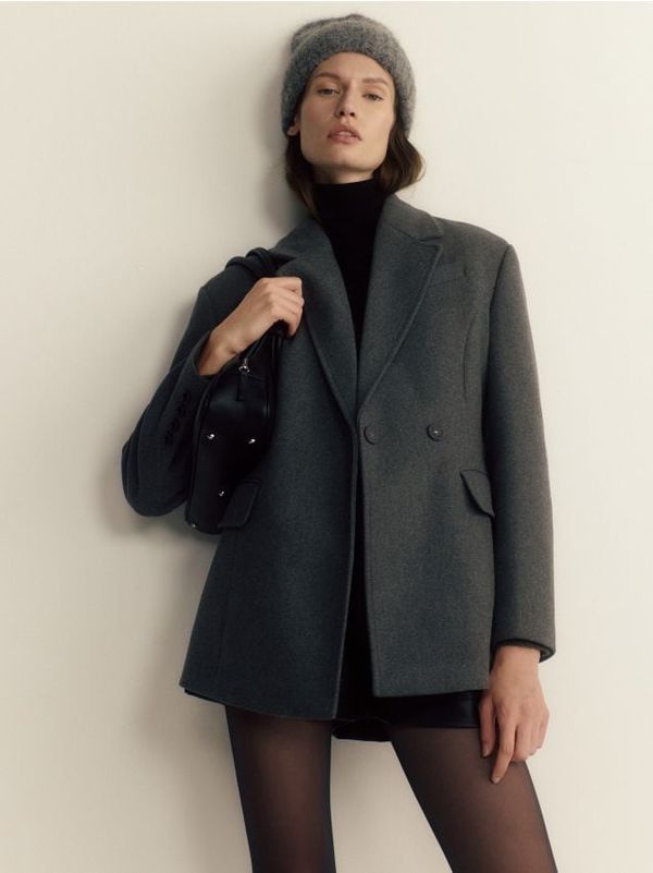 Reserved Reserved - Kapa beanie od mješavine vune od alpake - tamnosivo