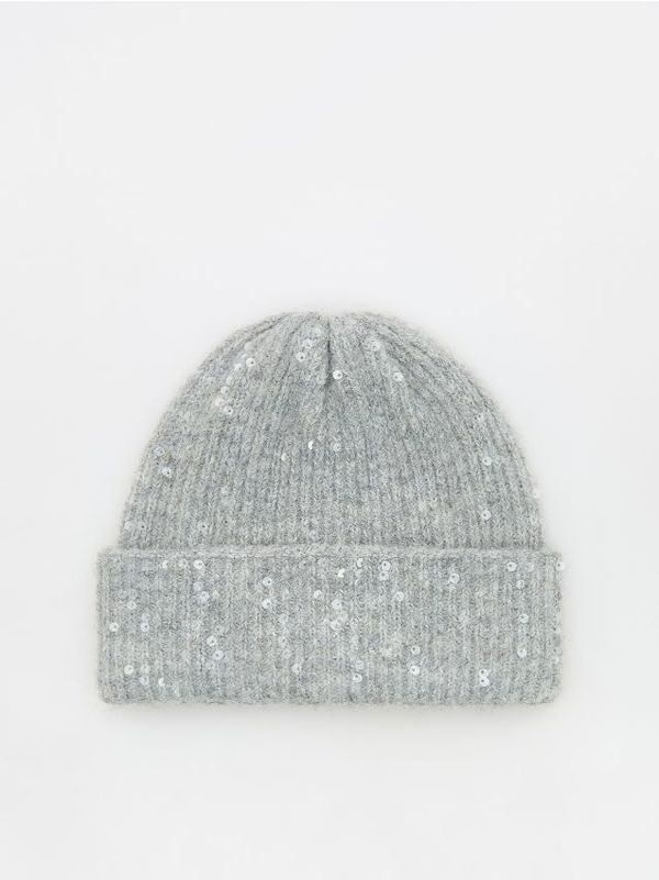 Reserved Reserved - Kapa beanie sa šljokicama - svijetlo siva