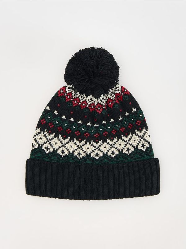 Reserved Reserved - Kapa s uzorkom s pomponom - crno