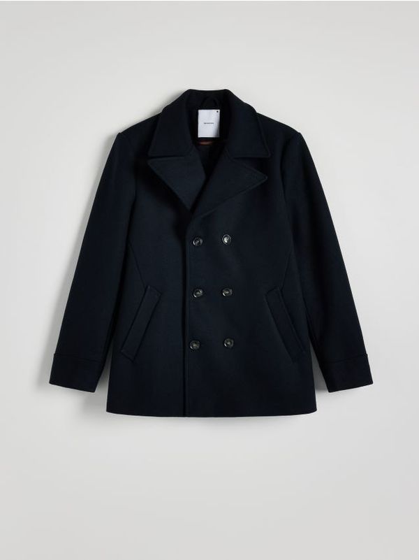 Reserved Reserved - Kaput od mješavine vune - mornarsko plava