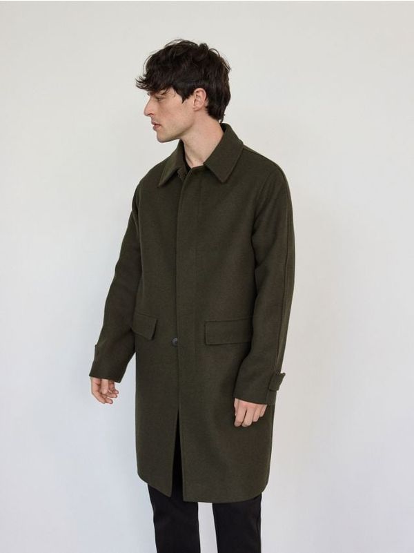 Reserved Reserved - Kaput od mješavine vune - tamnozeleno