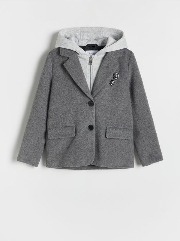 Reserved Reserved - Kaput s lažnom kapuljačom - tamnosivo