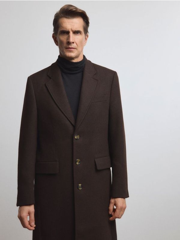 Reserved Reserved - Kaput s mješavinom vune - smeđi