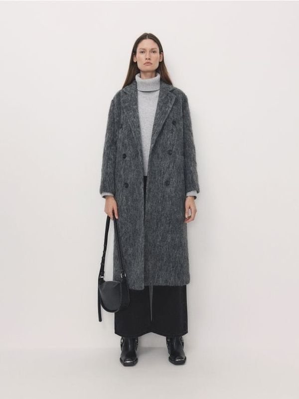 Reserved Reserved - Kaput s mješavinom vune - tamnosivo