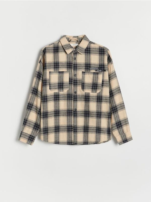 Reserved Reserved - Karirana košulja od flanela - bež