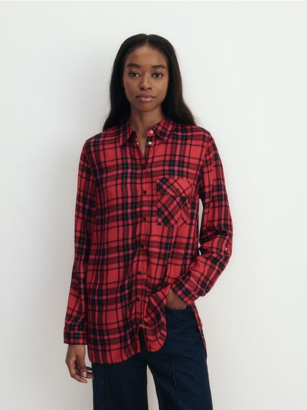 Reserved Reserved - Karirana košulja od viskoze - crvena