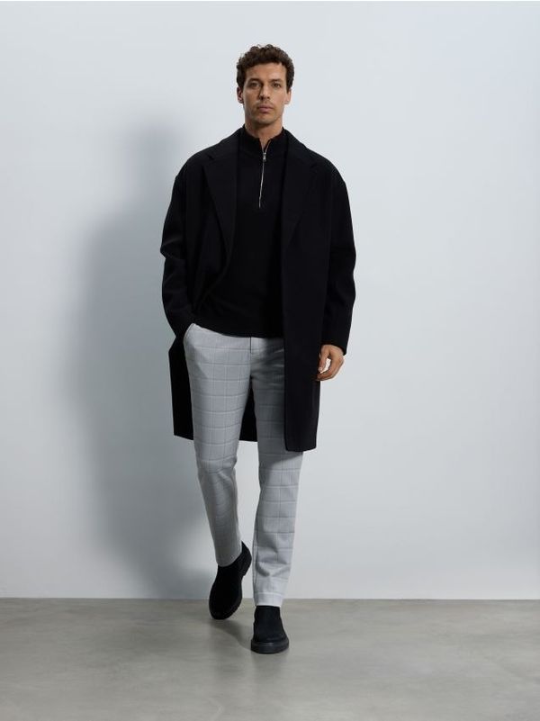 Reserved Reserved - Karirane slim chino hlače - light grey