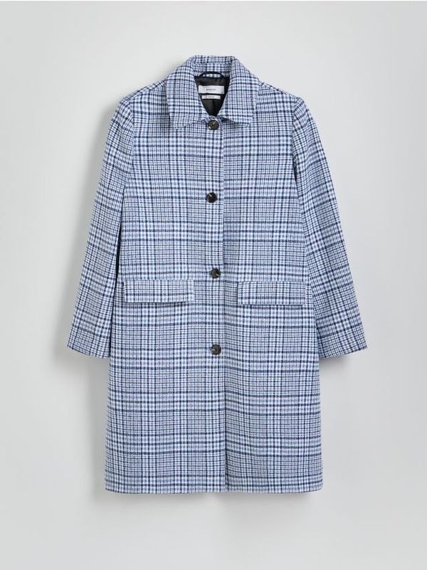 Reserved Reserved - Karirani kaput - svjetloplavo