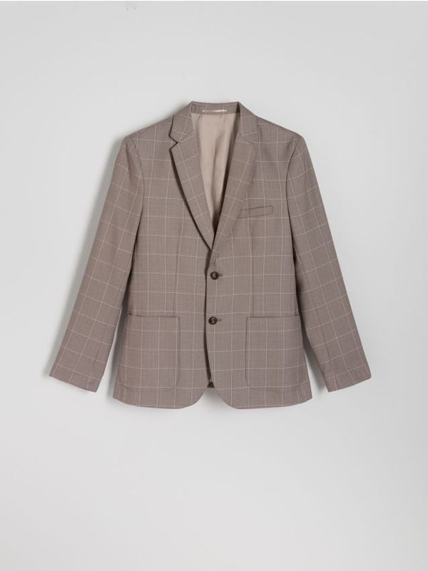 Reserved Reserved - Karirani slim fit sako - bež