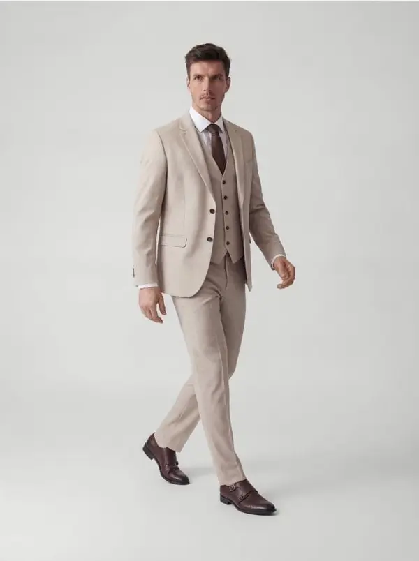 Reserved Reserved - Karirani slim fit sako - bež