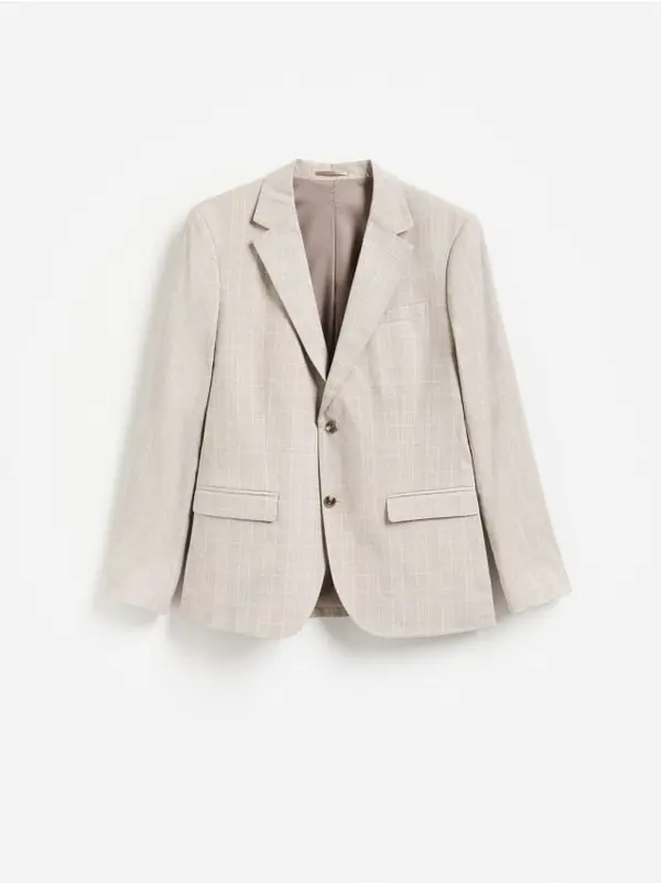 Reserved Reserved - Karirani slim fit sako - boja kave