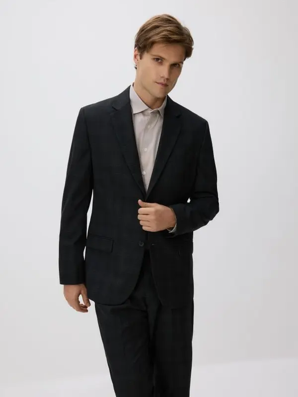 Reserved Reserved - Karirani slim fit sako - crno