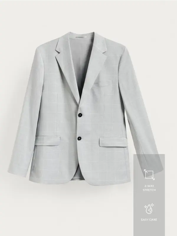 Reserved Reserved - Karirani slim fit sako - svijetlo siva
