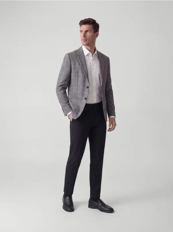 Reserved Reserved - Karirani slim fit sako - tamnosivo