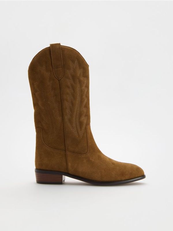 Reserved Reserved - Kaubojske čizme od brušene kože - smeđi