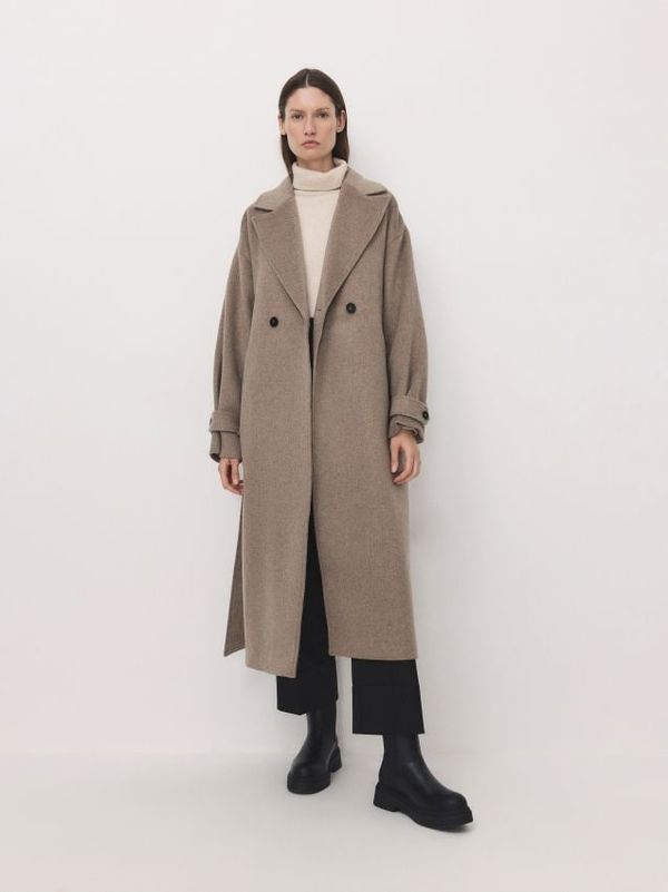 Reserved Reserved - Klasični kaput od mješavine vune - bež