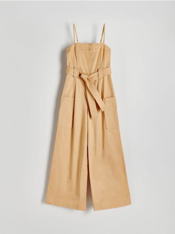 Reserved Reserved - Kombinezon od pamuka - boja pšenice