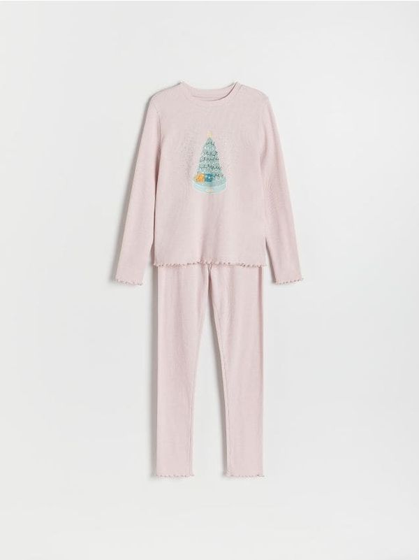 Reserved Reserved - Komplet božićne pidžame s printom - pastelnoružičasto