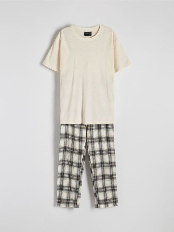 Reserved Reserved - Komplet dvodijelne pamučne pidžame - boja kože