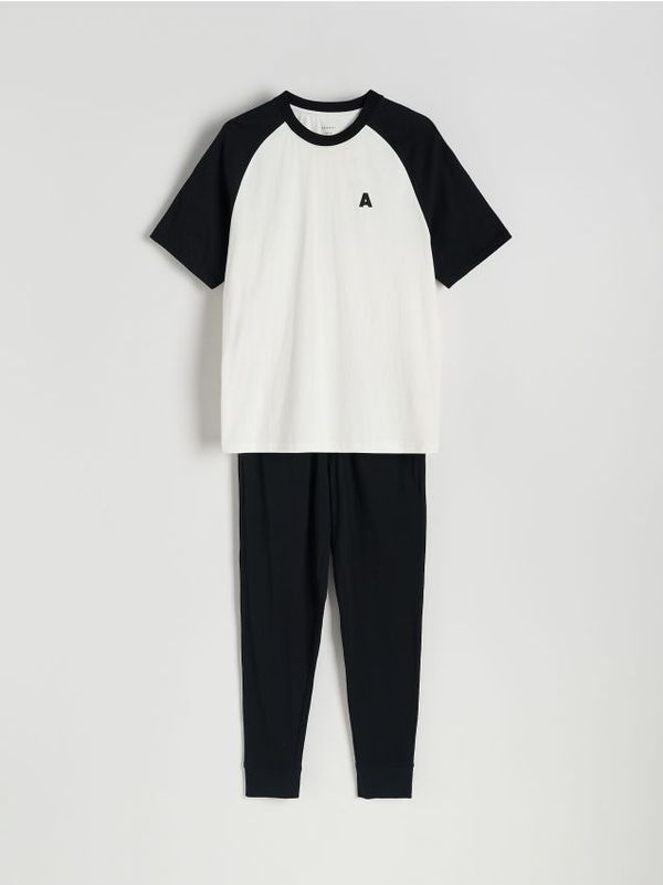 Reserved Reserved - Komplet dvodijelne pamučne pidžame - krem