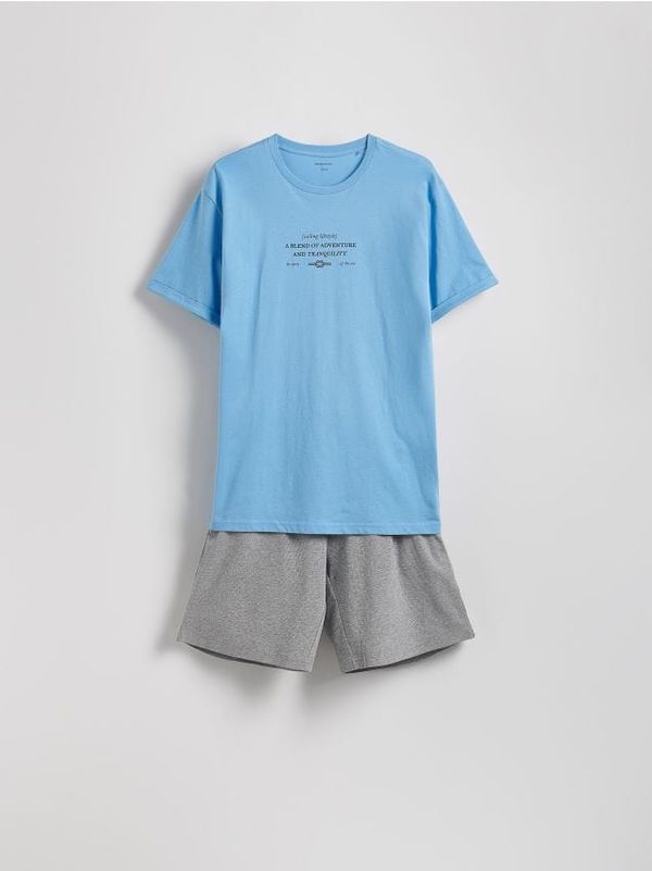 Reserved Reserved - Komplet dvodijelne pamučne pidžame - svjetloplavo