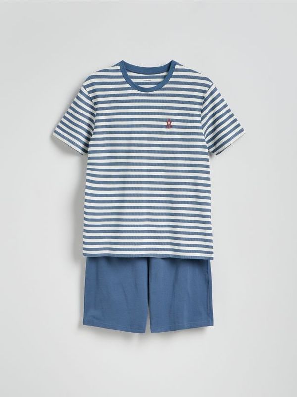 Reserved Reserved - Komplet dvodijelne pamučne pidžame - svjetloplavo