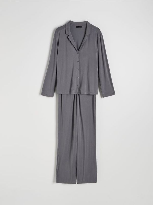 Reserved Reserved - Komplet dvodijelne pidžame od mješavine modalnih vlakana - boja antracita