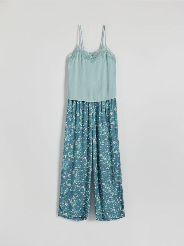 Reserved Reserved - Komplet dvodijelne pidžame od viskoze - pepermint-zeleno