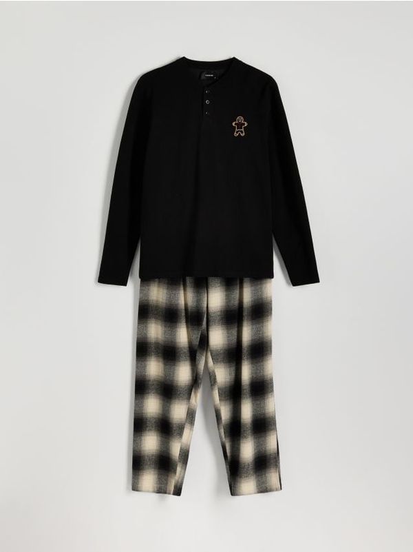 Reserved Reserved - Komplet dvodijelne pidžame s božićnim motivom - crno