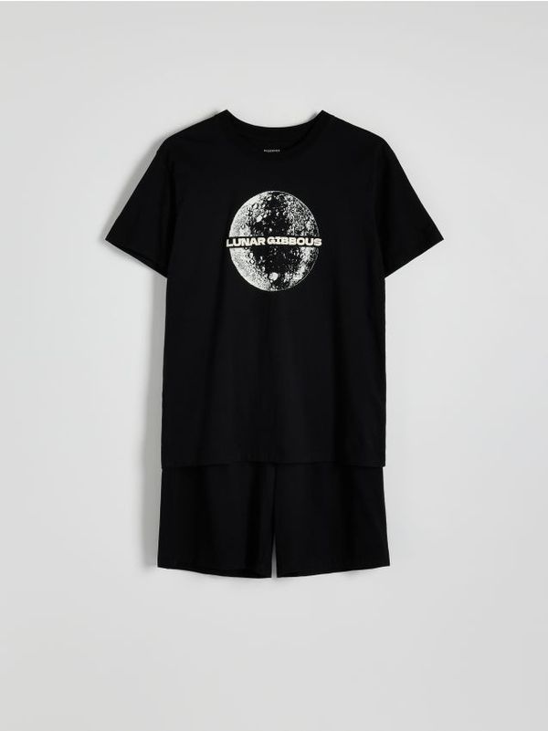 Reserved Reserved - Komplet dvodijelne pidžame s printom - crno